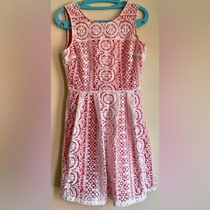 Altar’d State Lace Crochet Dress White Pink Lining Small